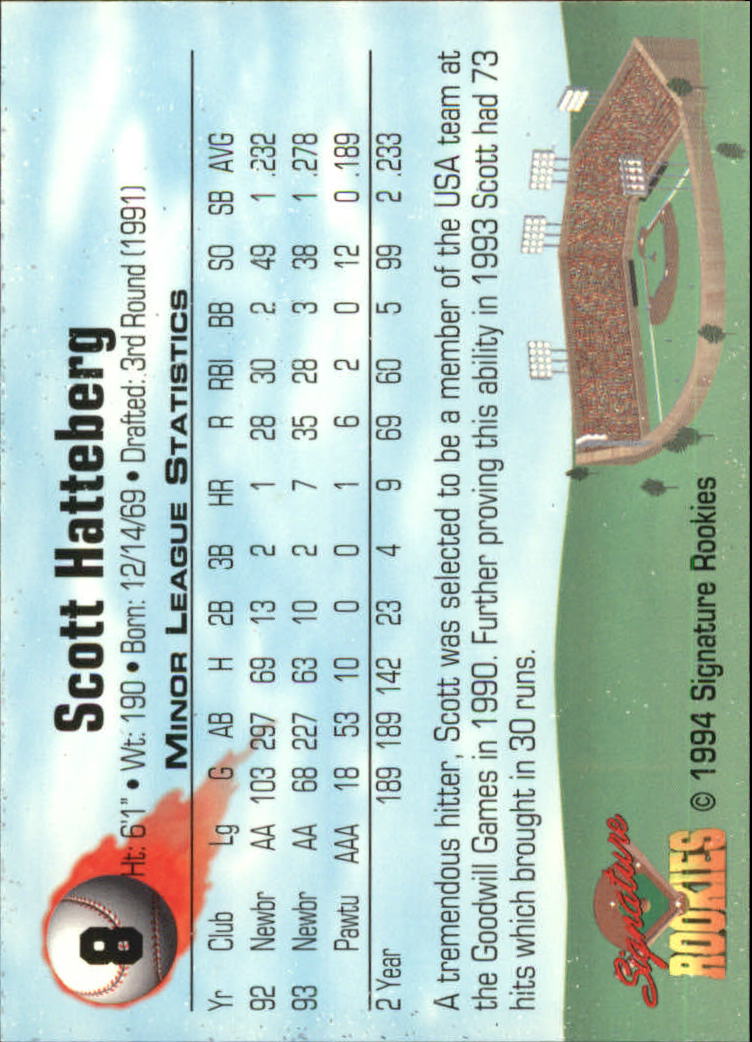 1994 Signature Rookies #8 Scott Hatteberg UER back image
