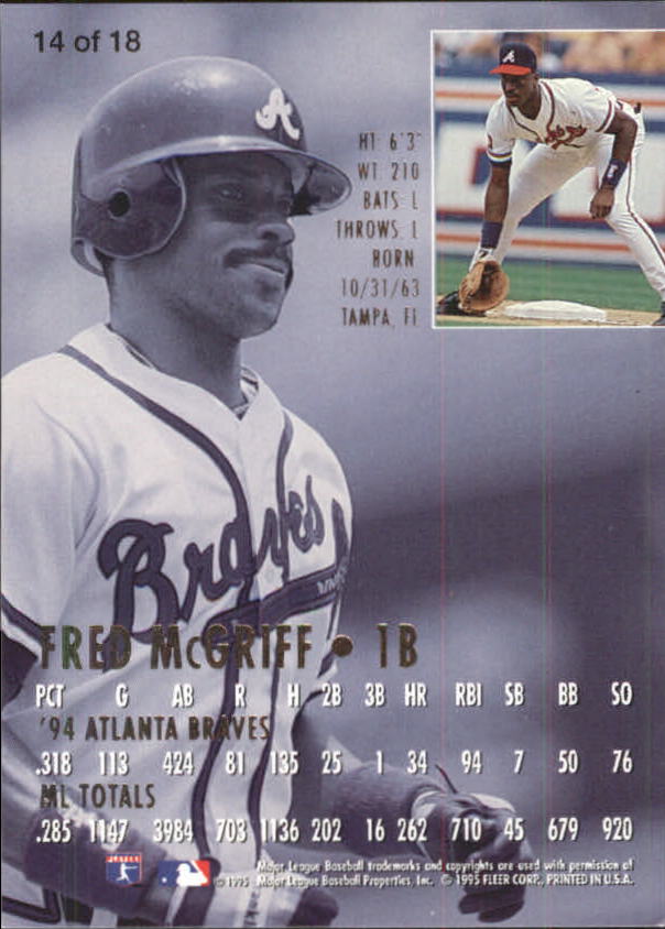 1995 National Packtime #14 Fred McGriff back image