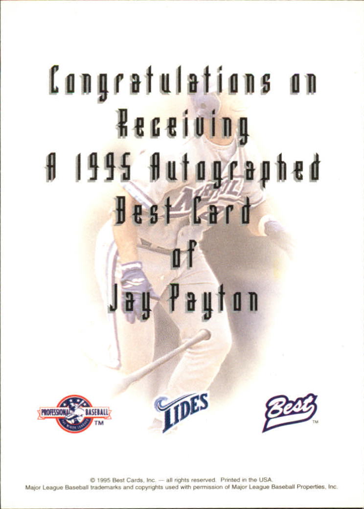 1995 Best Autographs #AU3 Jay Payton back image