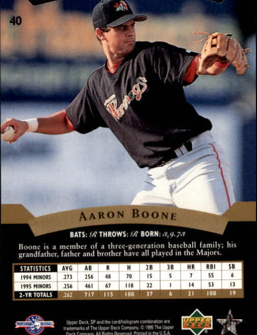 1995 SP Top Prospects #40 Aaron Boone back image