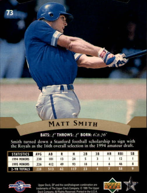 1995 SP Top Prospects #73 Matt Smith back image