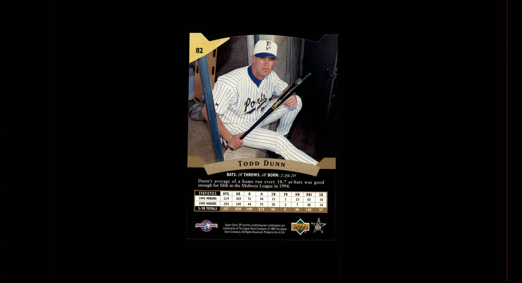 1995 SP Top Prospects #82 Todd Dunn back image