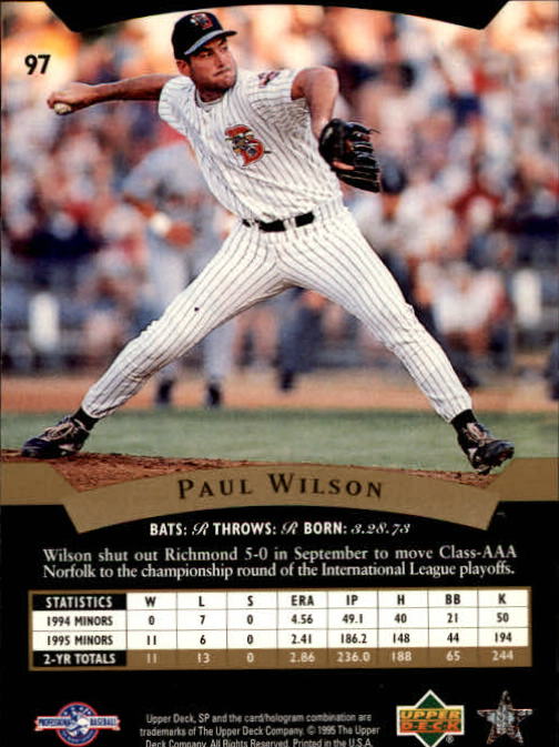 1995 SP Top Prospects #97 Paul Wilson back image