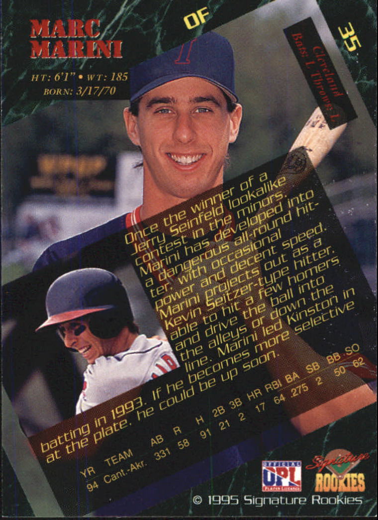 1995 Signature Rookies #35 Marc Marini back image