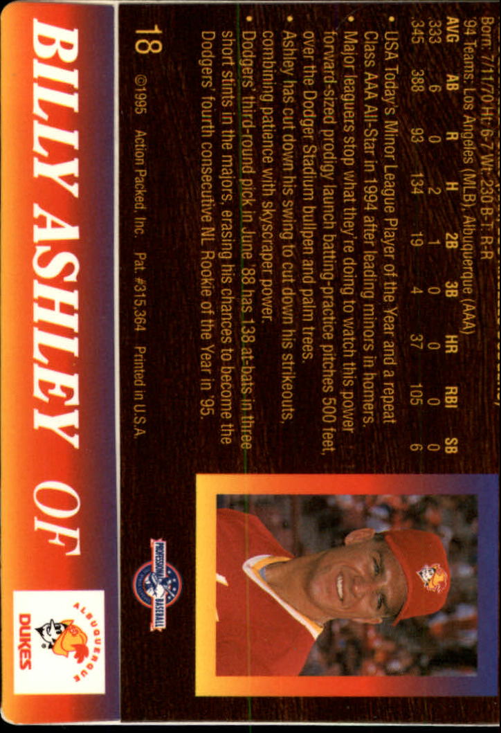 1995 Action Packed #18 Billy Ashley back image