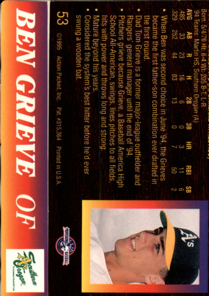 B3111- 1995 Action Packed Baseball Card #s 1-83 -You Pick- 15+ FREE US SHIP - Bild 107 von 157