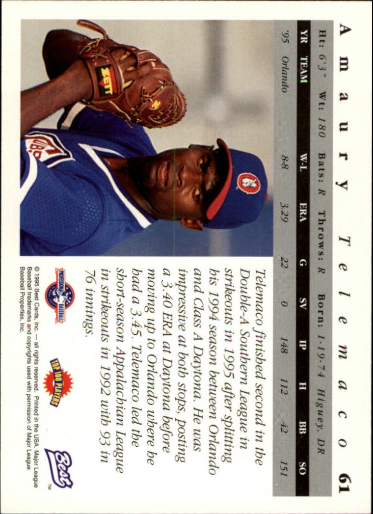 A5376- 1995 Best Baseball Card #s 1-135 +Rookies -You Pick- 15+ FREE US SHIP - Picture 123 of 203