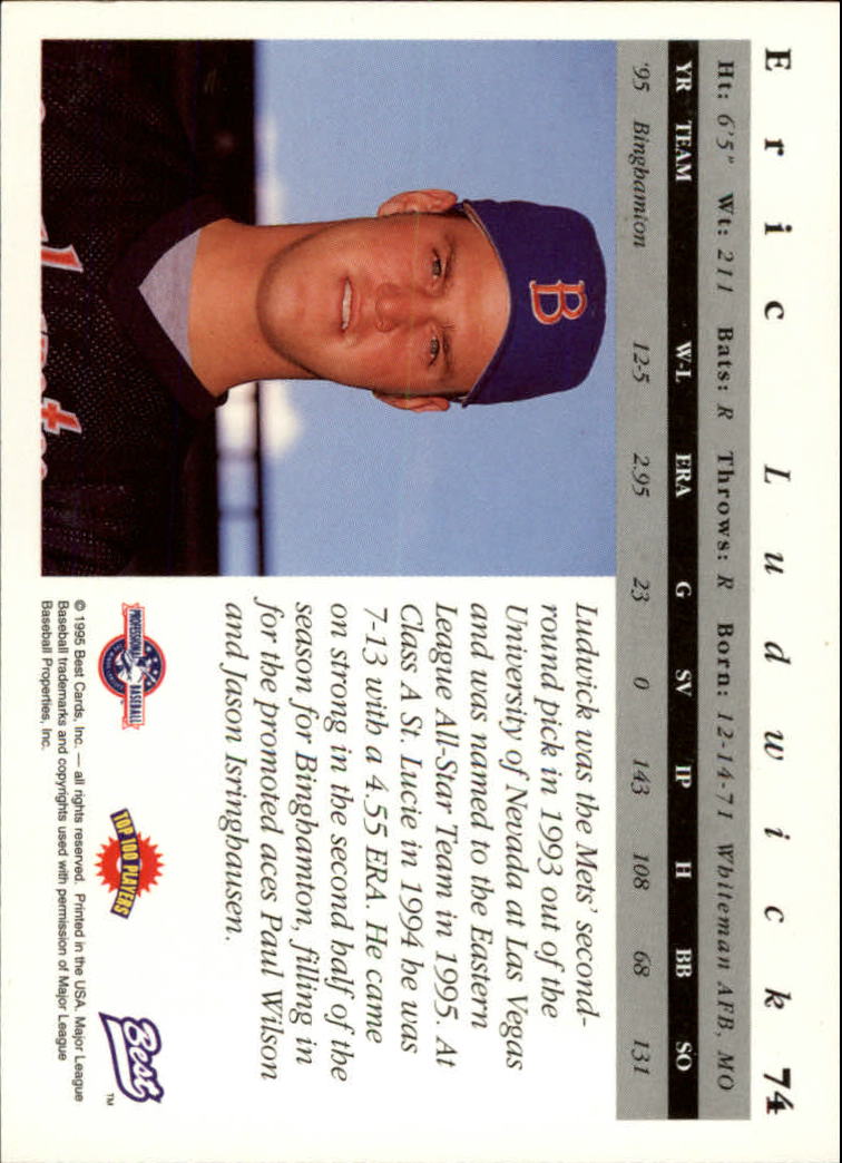 A5376- 1995 Best Baseball Card #s 1-135 +Rookies -You Pick- 15+ FREE US SHIP - Picture 149 of 203