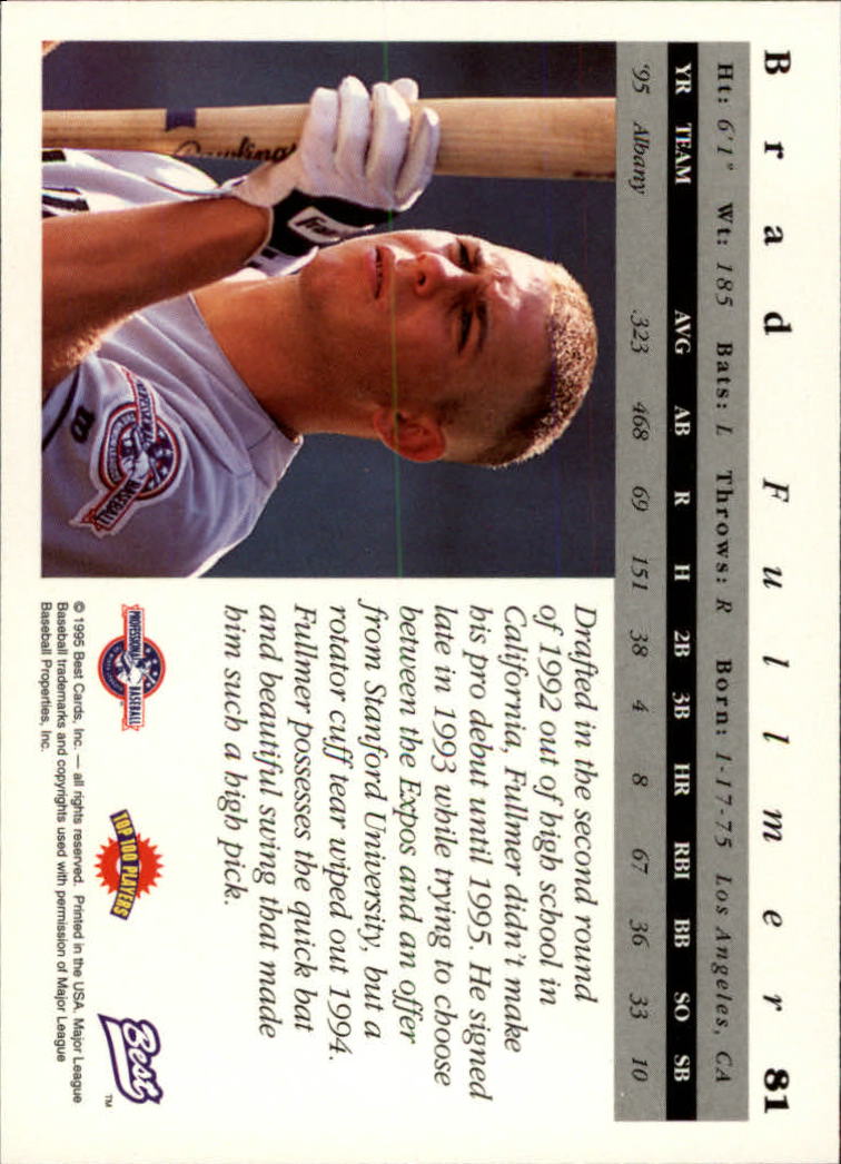 A5376- 1995 Best Baseball Card #s 1-135 +Rookies -You Pick- 15+ FREE US SHIP - Picture 163 of 203