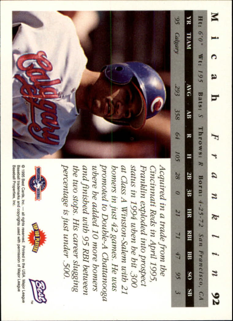 A5376- 1995 Best Baseball Card #s 1-135 +Rookies -You Pick- 15+ FREE US SHIP - Picture 185 of 203