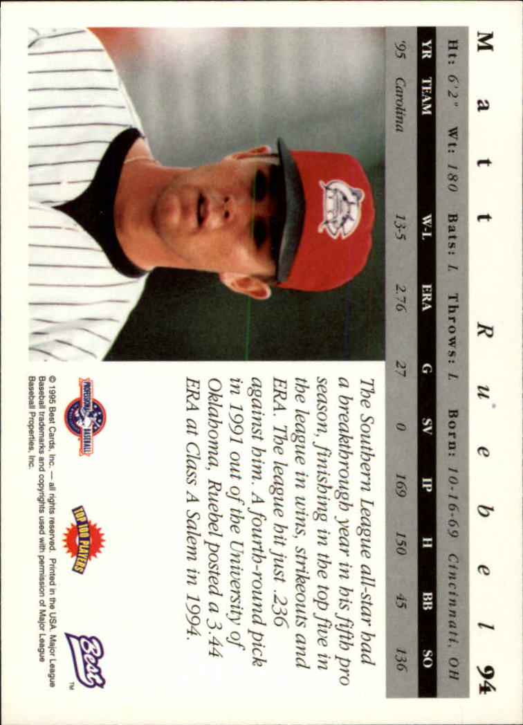 A5376- 1995 Best Baseball Card #s 1-135 +Rookies -You Pick- 15+ FREE US SHIP - Picture 189 of 203