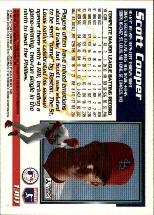 1995 Topps Traded #138T Scott Cooper back image