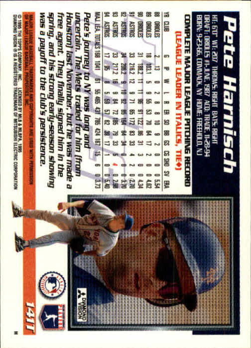 1995 Topps Traded #141T Pete Harnisch back image