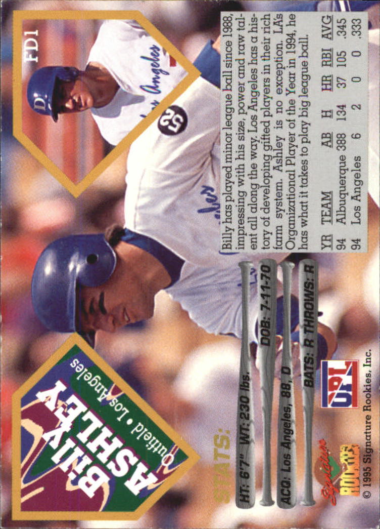 1995 Signature Rookies Future Dynasty #FD1 Billy Ashley back image