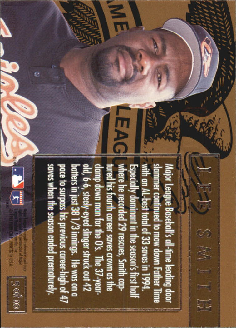 1995 Ultra League Leaders Gold Medallion #5 Lee Smith back image