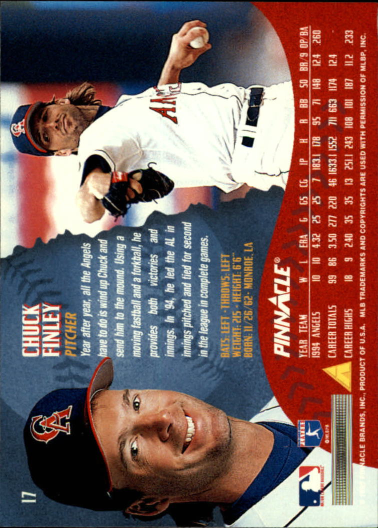 1995 Pinnacle Baseball "Main Set" Base Cards #1 to #225 - Picture 35 of 451