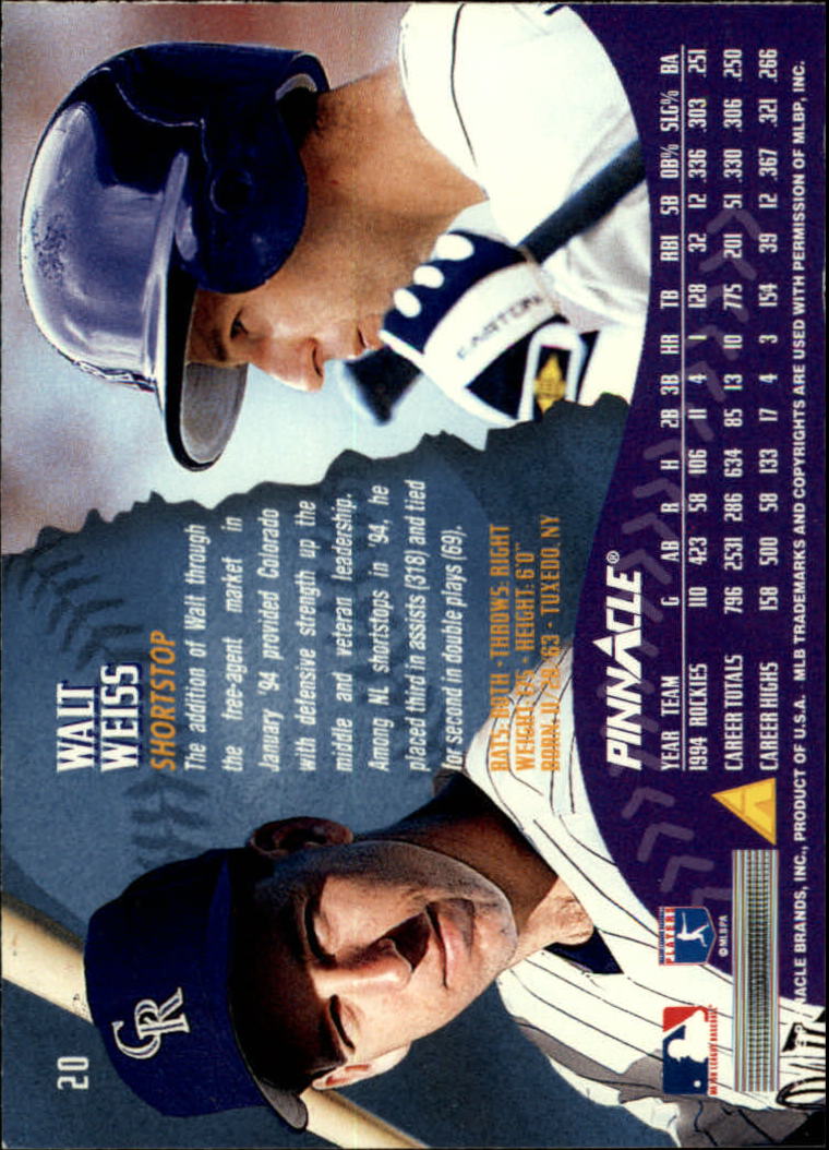 1995 Pinnacle Baseball "Main Set" Base Cards #1 to #225 - Picture 41 of 451