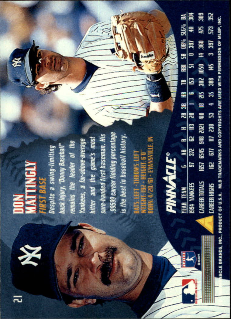 1995 Pinnacle Baseball "Main Set" Base Cards #1 to #225 - Picture 43 of 451