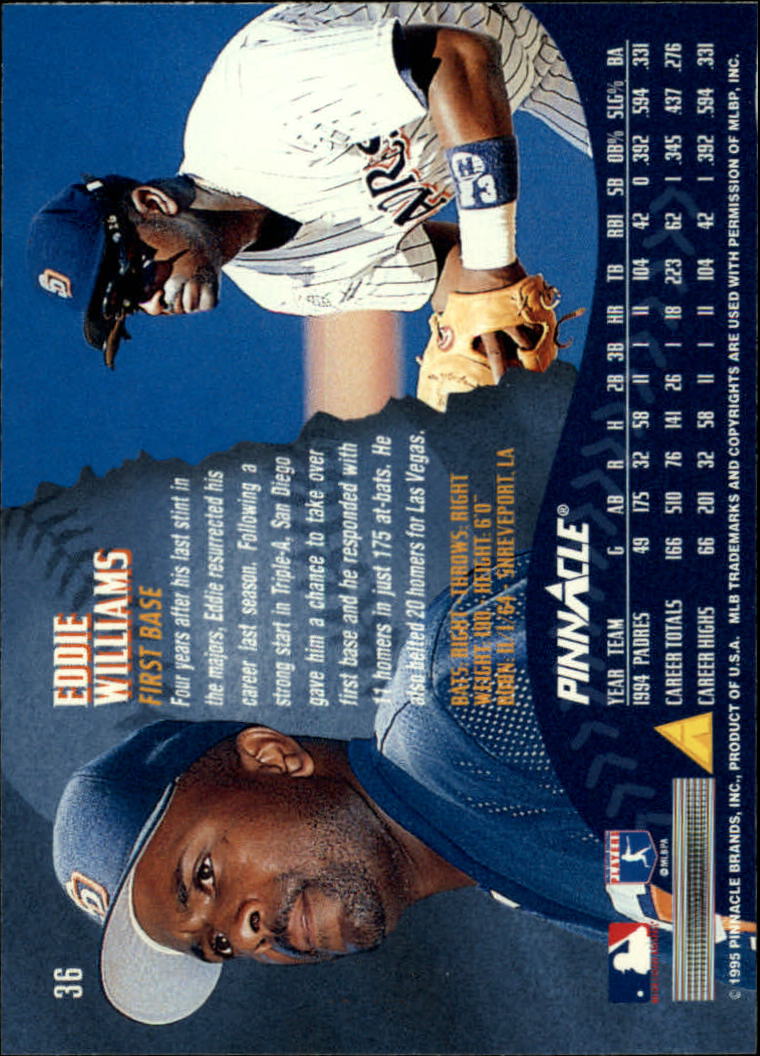 1995 Pinnacle Baseball "Main Set" Base Cards #1 to #225 - Picture 73 of 451
