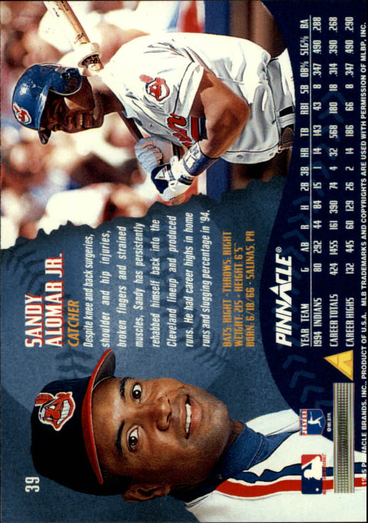 1995 Pinnacle Baseball "Main Set" Base Cards #1 to #225 - Picture 79 of 451