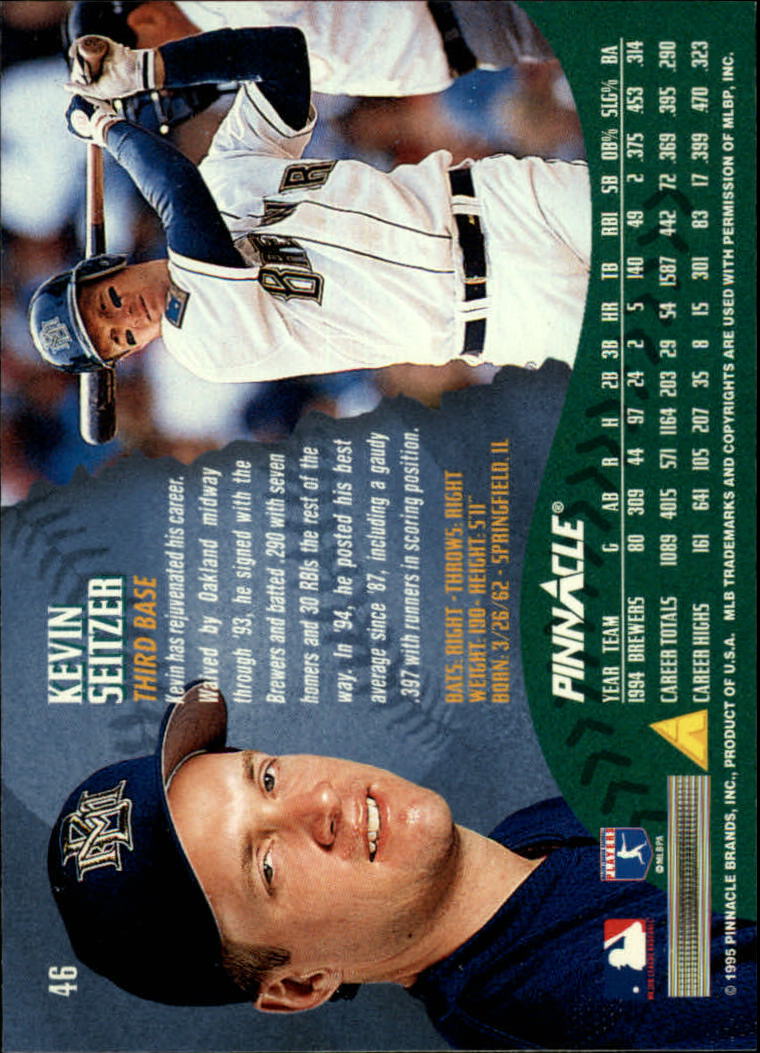 1995 Pinnacle Baseball "Main Set" Base Cards #1 to #225 - Picture 93 of 451