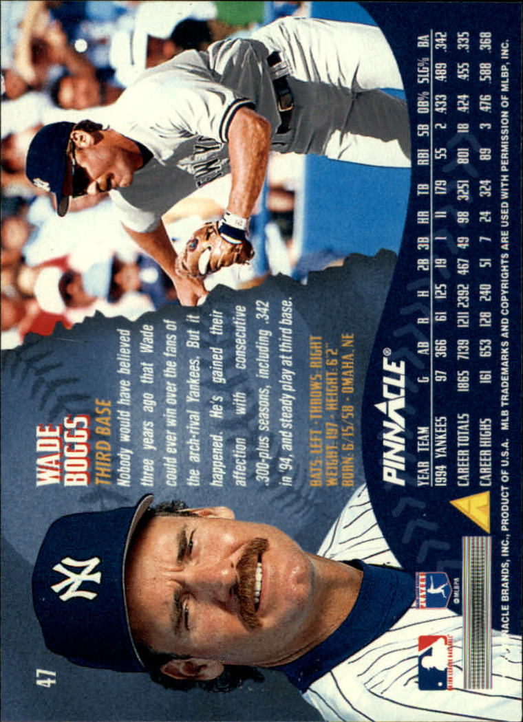 1995 Pinnacle Baseball "Main Set" Base Cards #1 to #225 - Picture 95 of 451