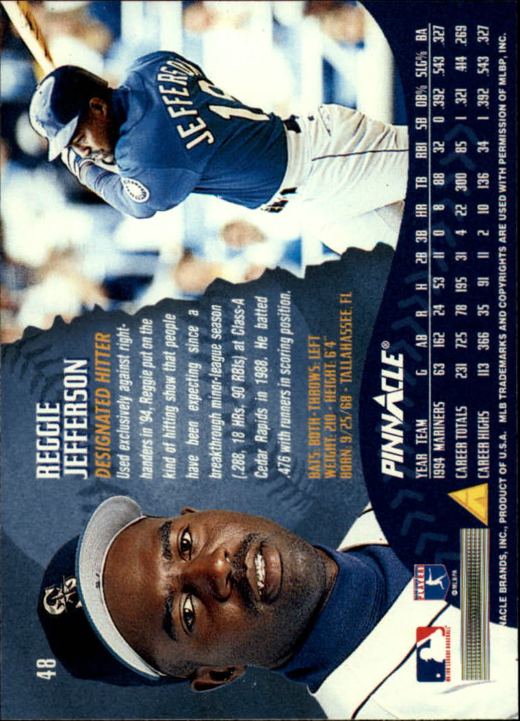1995 Pinnacle Baseball "Main Set" Base Cards #1 to #225 - Picture 97 of 451