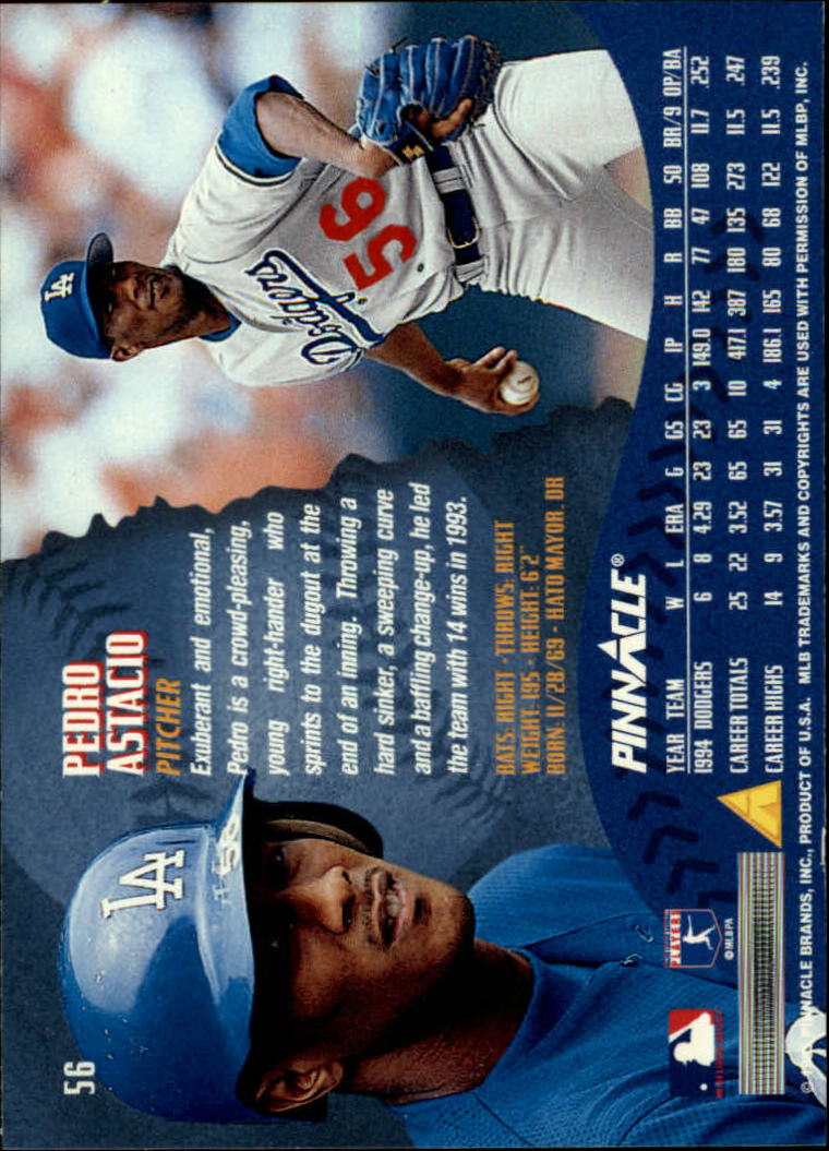 1995 Pinnacle Baseball "Main Set" Base Cards #1 to #225 - Picture 113 of 451