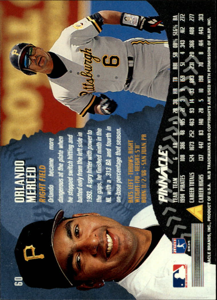 1995 Pinnacle Baseball "Main Set" Base Cards #1 to #225 - Picture 121 of 451