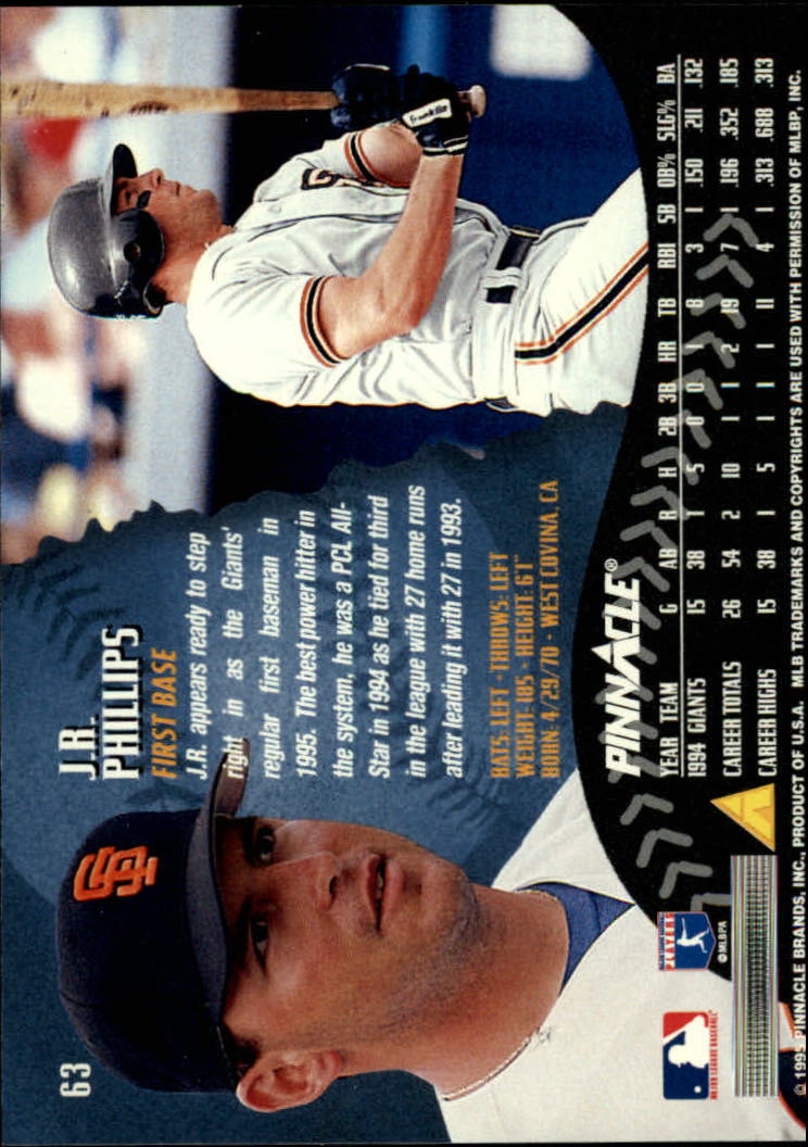 1995 Pinnacle Baseball "Main Set" Base Cards #1 to #225 - Picture 127 of 451