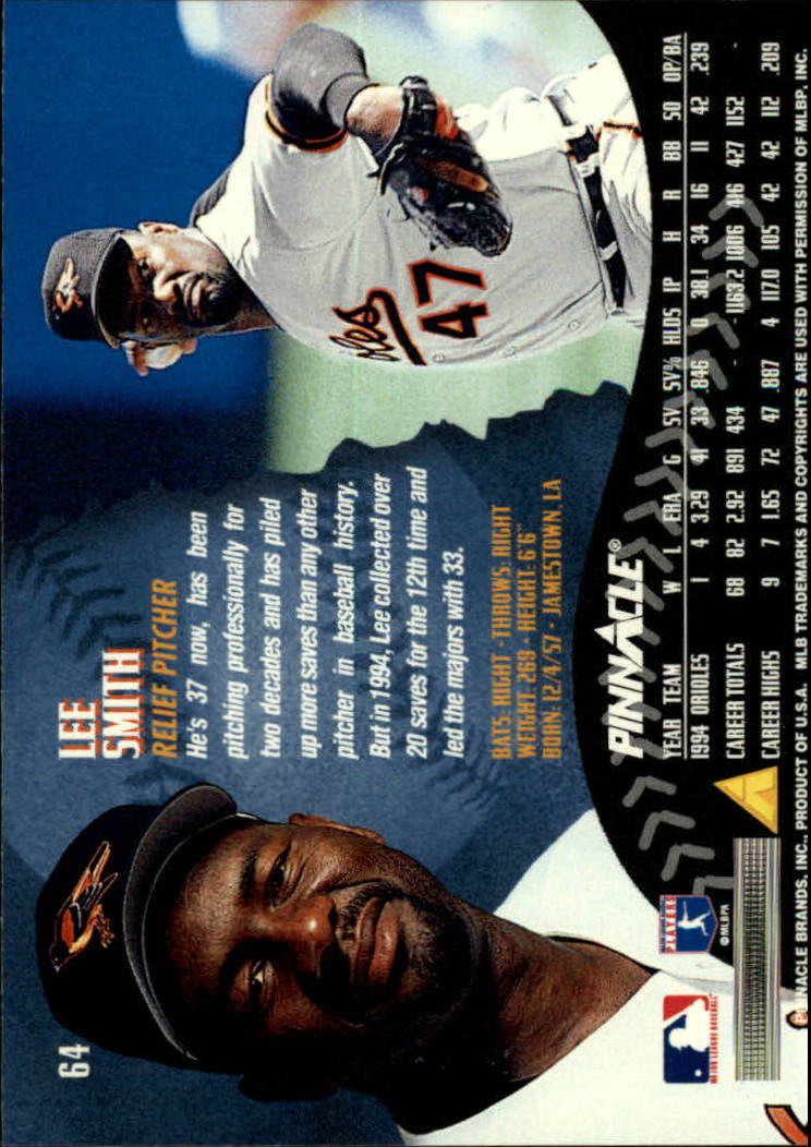 1995 Pinnacle Baseball "Main Set" Base Cards #1 to #225 - Picture 129 of 451