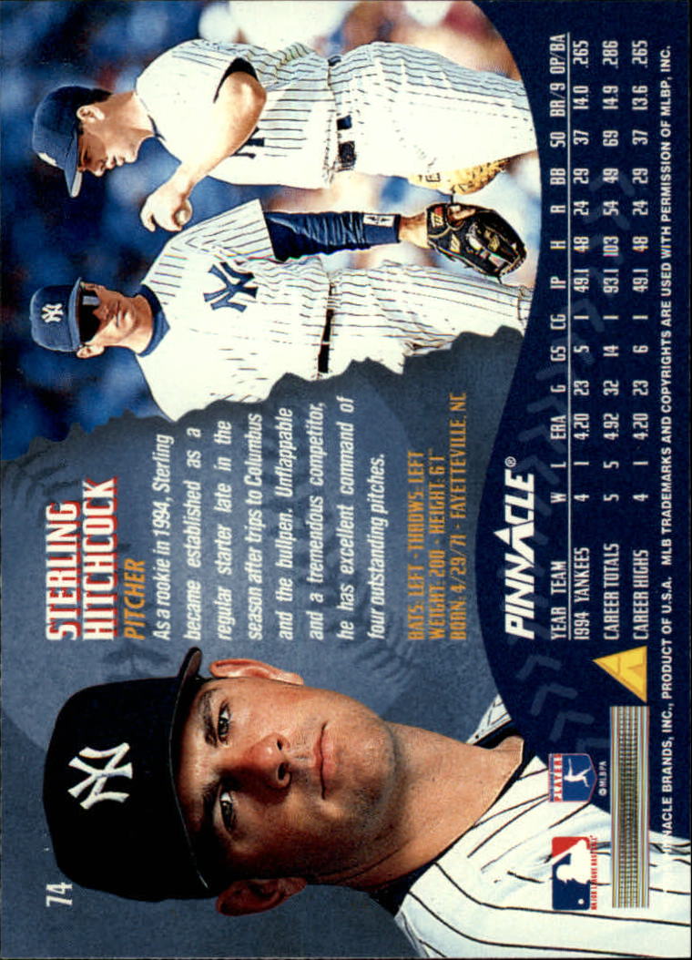 1995 Pinnacle Baseball "Main Set" Base Cards #1 to #225 - Picture 149 of 451