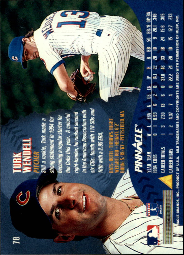 1995 Pinnacle Baseball "Main Set" Base Cards #1 to #225 - Picture 157 of 451
