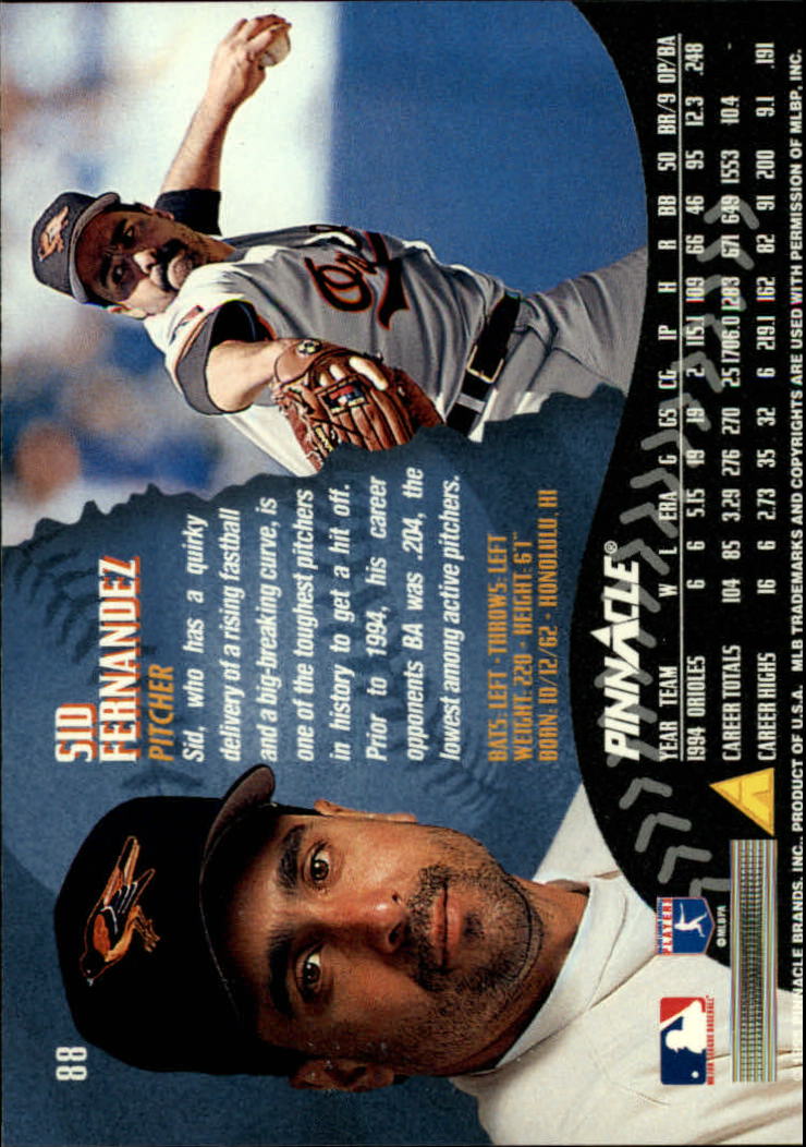 1995 Pinnacle Baseball "Main Set" Base Cards #1 to #225 - Picture 177 of 451