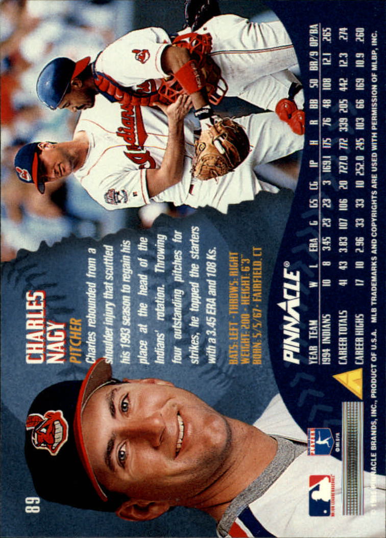 1995 Pinnacle Baseball "Main Set" Base Cards #1 to #225 - Picture 179 of 451