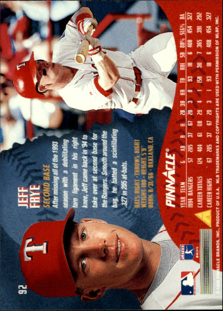 1995 Pinnacle Baseball "Main Set" Base Cards #1 to #225 - Picture 185 of 451