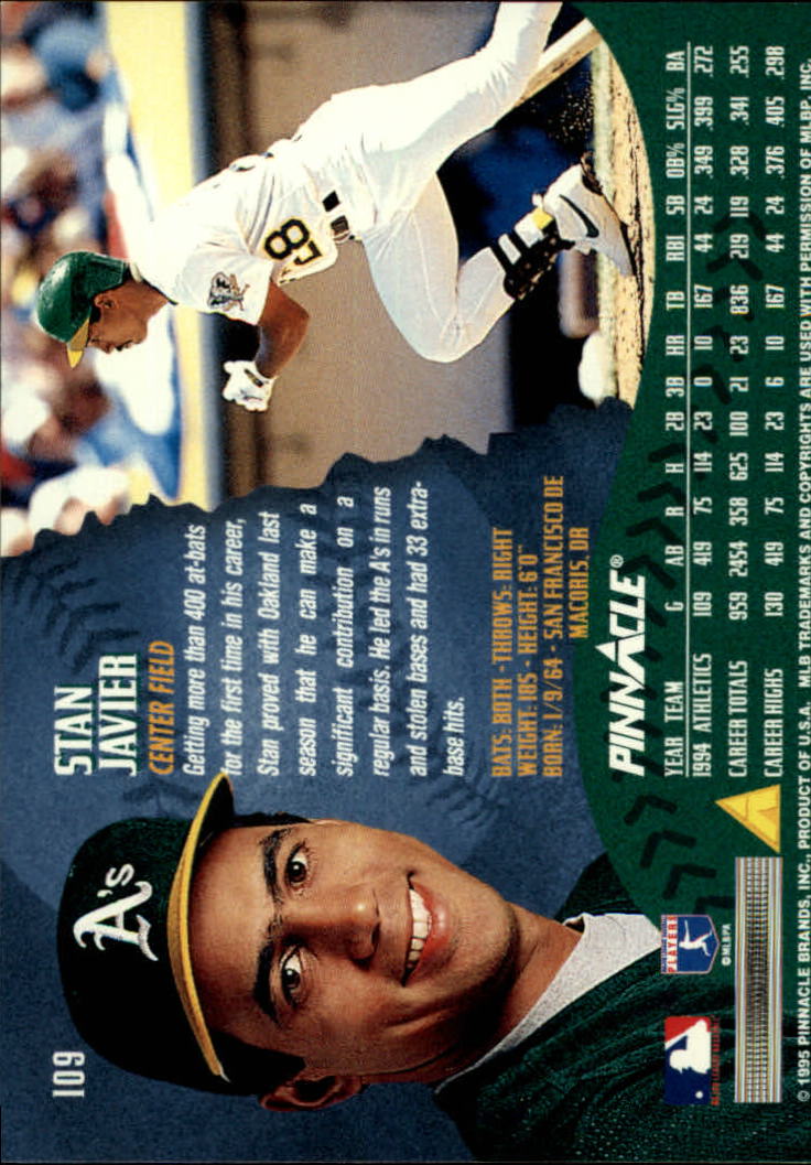 1995 Pinnacle Baseball "Main Set" Base Cards #1 to #225 - Picture 219 of 451