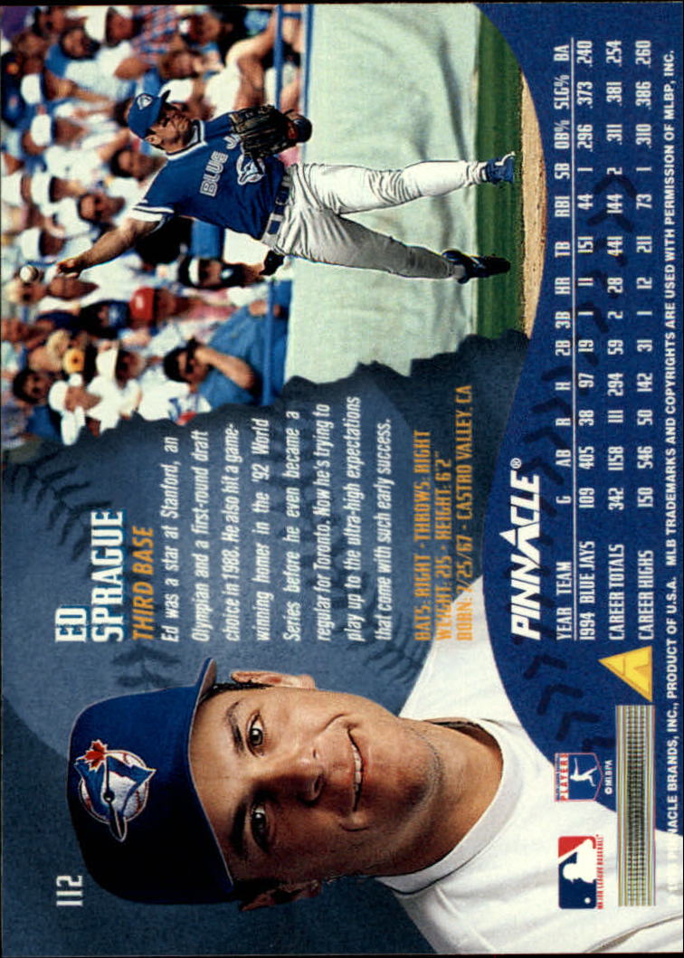 1995 Pinnacle Baseball "Main Set" Base Cards #1 to #225 - Picture 225 of 451