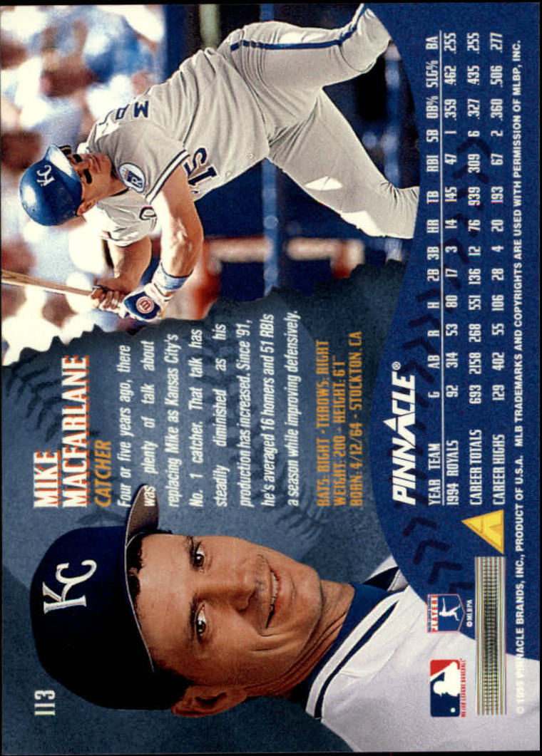 1995 Pinnacle Baseball "Main Set" Base Cards #1 to #225 - Picture 227 of 451
