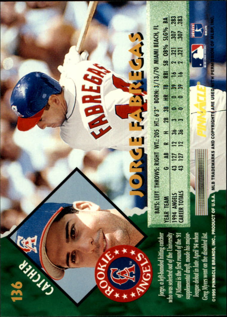 1995 Pinnacle Baseball "Main Set" Base Cards #1 to #225 - Picture 273 of 451