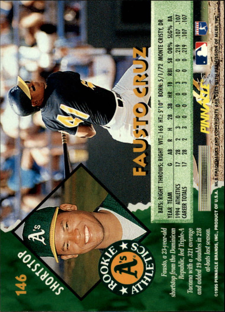 1995 Pinnacle Baseball "Main Set" Base Cards #1 to #225 - Picture 293 of 451