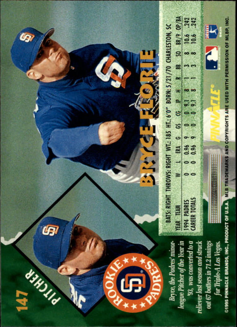 1995 Pinnacle Baseball "Main Set" Base Cards #1 to #225 - Picture 295 of 451