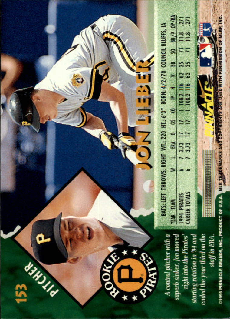 1995 Pinnacle Baseball "Main Set" Base Cards #1 to #225 - Picture 307 of 451