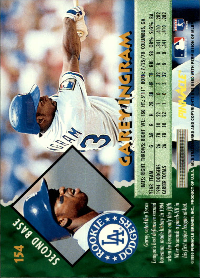 1995 Pinnacle Baseball "Main Set" Base Cards #1 to #225 - Picture 309 of 451