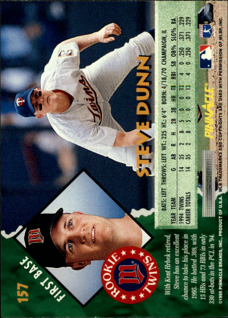 1995 Pinnacle Baseball "Main Set" Base Cards #1 to #225 - Picture 315 of 451