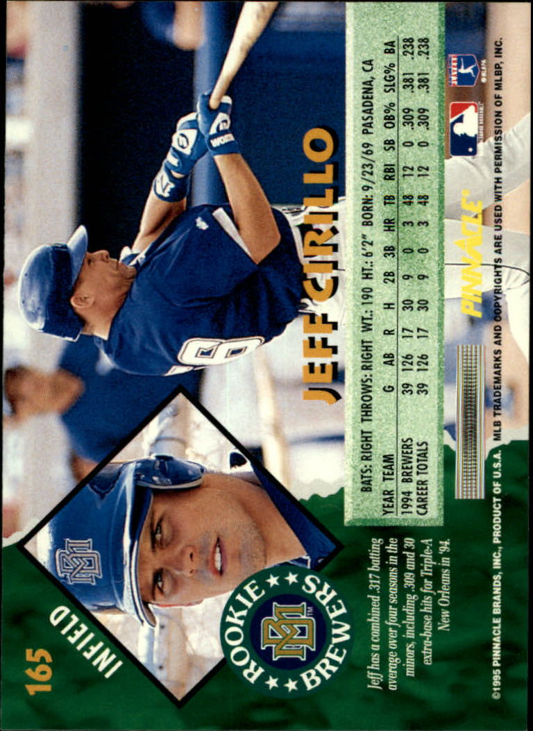 1995 Pinnacle Baseball "Main Set" Base Cards #1 to #225 - Picture 331 of 451