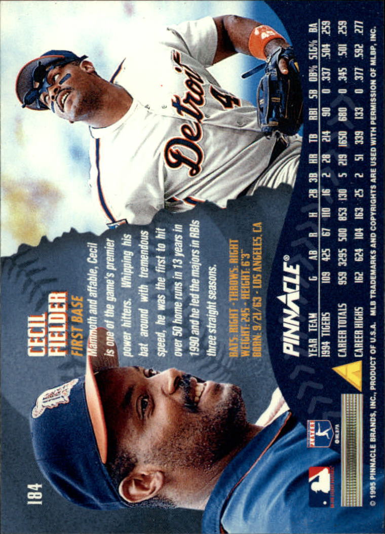 1995 Pinnacle Baseball "Main Set" Base Cards #1 to #225 - Picture 369 of 451