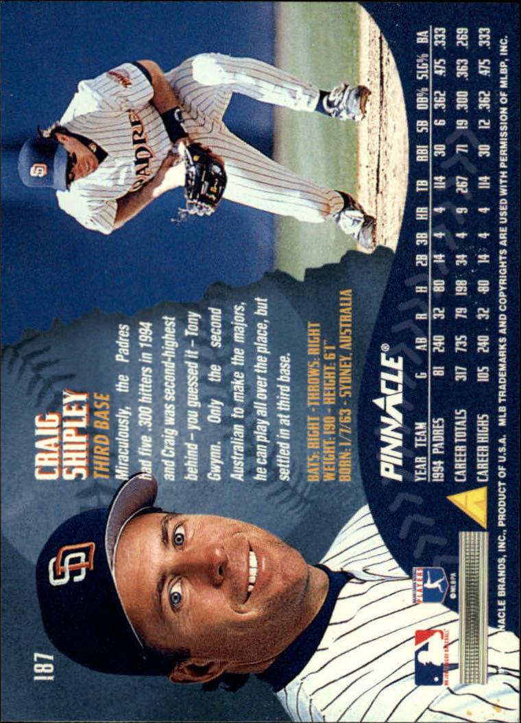 1995 Pinnacle Baseball "Main Set" Base Cards #1 to #225 - Picture 375 of 451