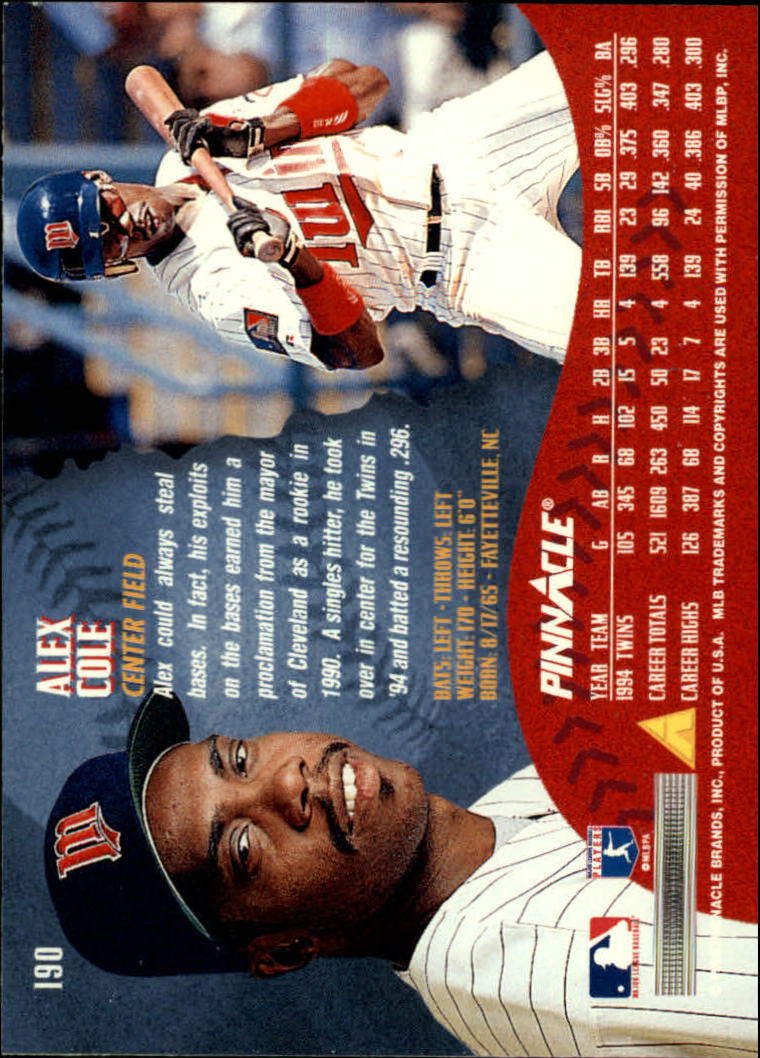 1995 Pinnacle Baseball "Main Set" Base Cards #1 to #225 - Picture 381 of 451