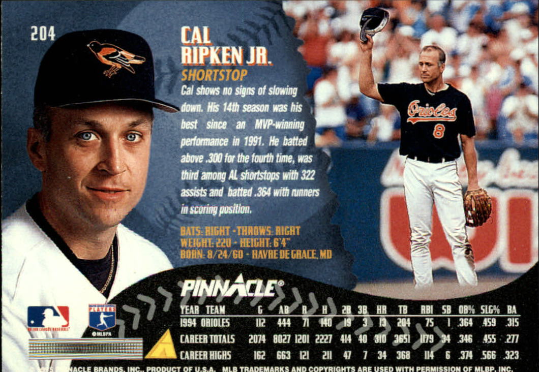 1995 Pinnacle Baseball "Main Set" Base Cards #1 to #225 - Picture 409 of 451